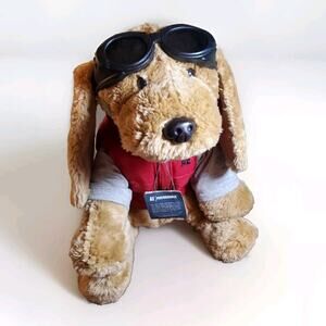 American Eagle Dog Plush Hooded Vest Ski Pass 14" Winter Stuffed Animal Gift